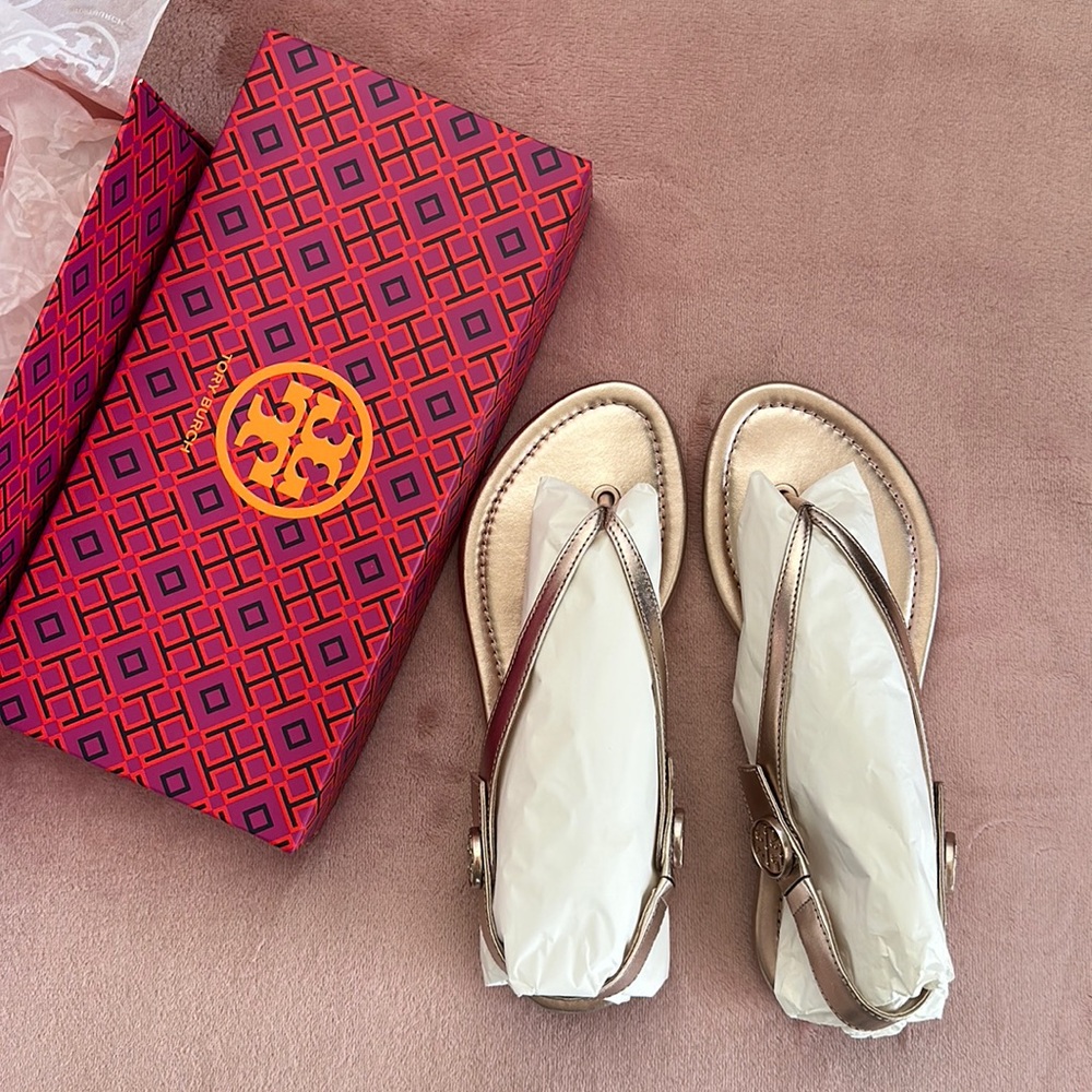 NWT Tory Burch Minnie Travel Sandal, Rose Gold